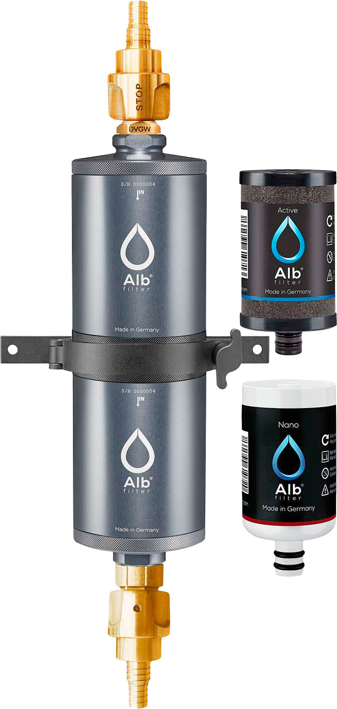 Alb Filter FUSION Active+Nano Trinkwasserfilter - Camping-Set: Travel - Mit GEKA Anschluss - Titan