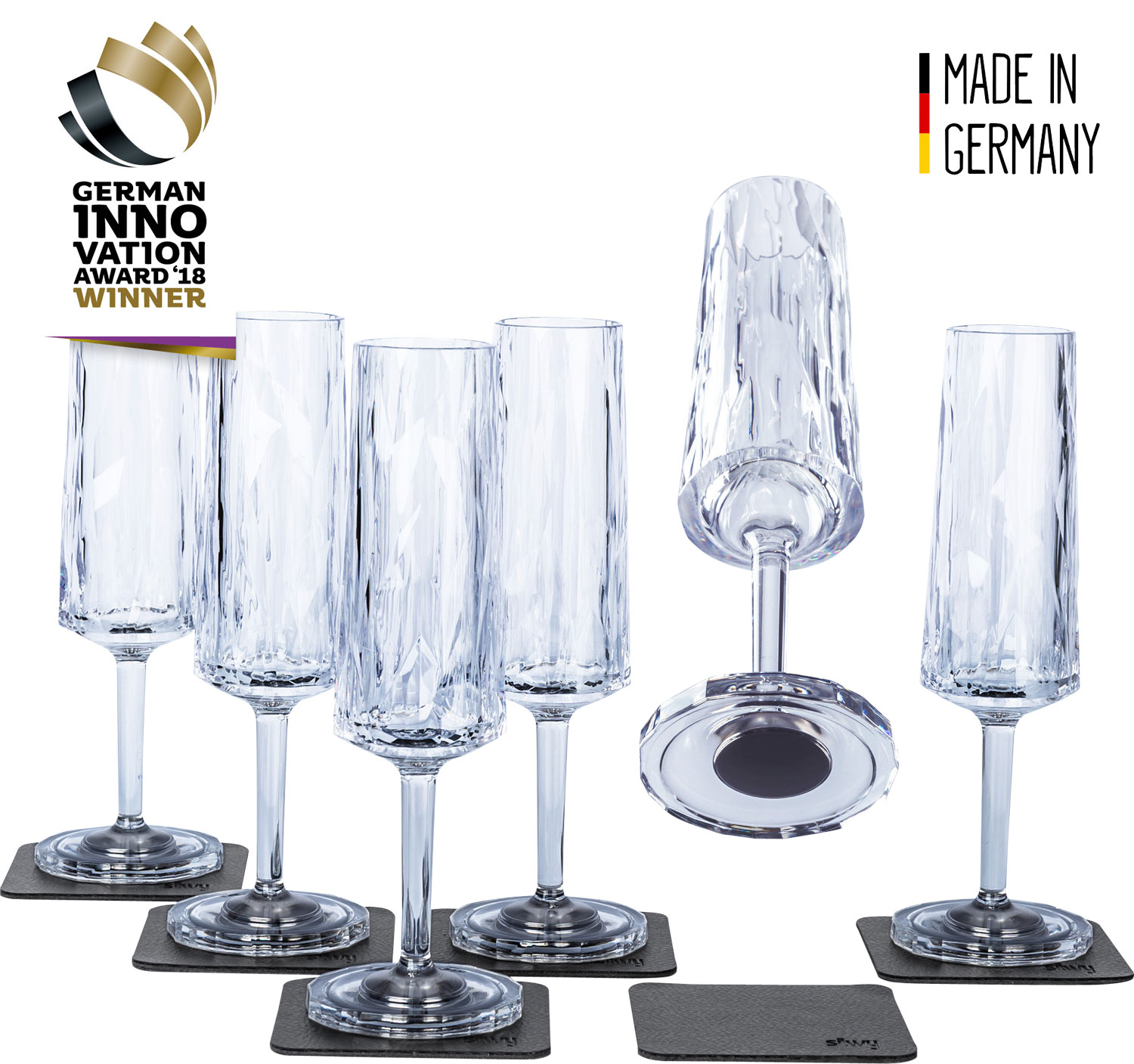 silwy® Sekt Magnet-Kunststoffgläser 6 Stück (150 ml) | 04260439971425