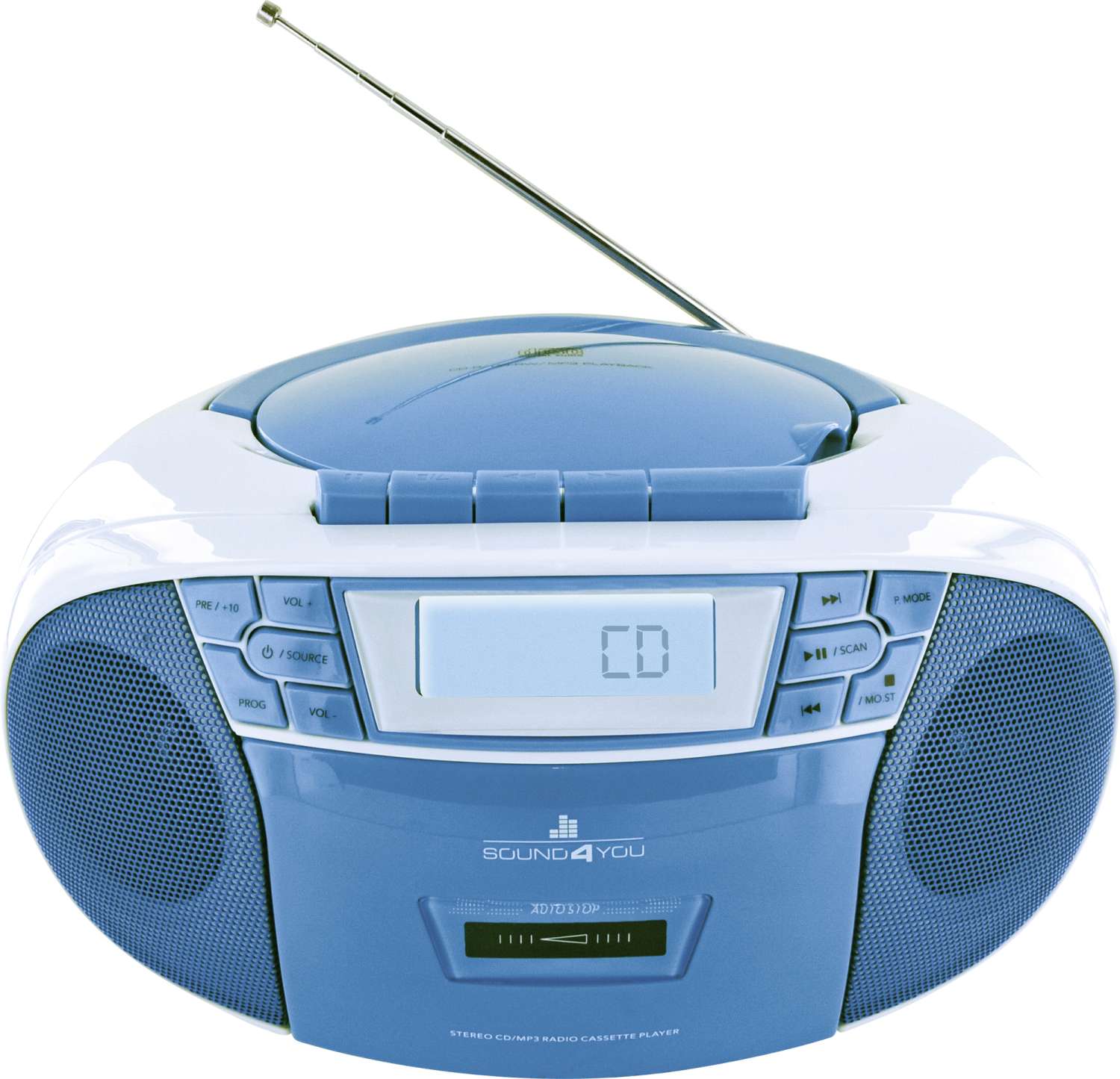 Schwaiger FM/CD/Kassette Boombox Tragbarer CD-Player, blau