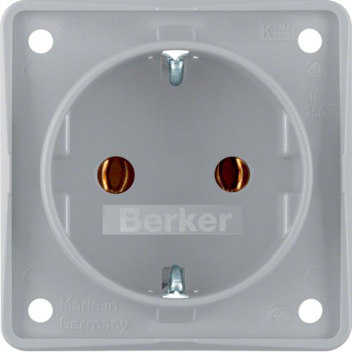Berker Integro Steckdose Schutzkontakt mit Steckklemmen grau matt
