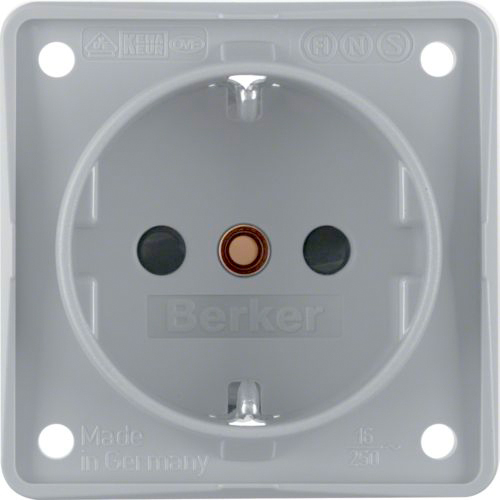Berker Integro Steckdose Schutzkontakt 3-Pol mit erhöhtem Berührungsschutz grau matt