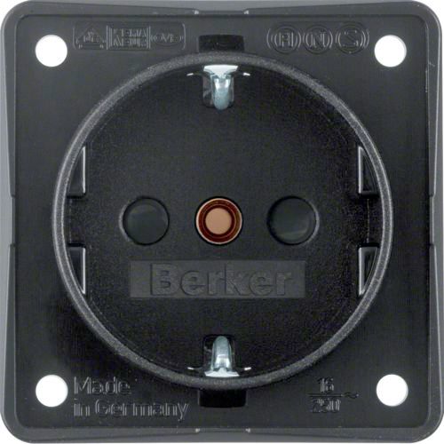 Berker Integro Steckdose Schutzkontakt 3-Pol mit erhöhter Berührungsschutz schwarz matt