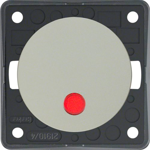 Berker Integro Kontroll-Ausschalter 2-pol rote Linse LED edelstahl matt lackiert