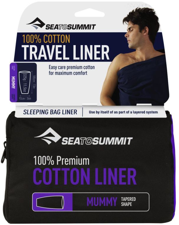 Sea to Summit Premium Cotton Travel Liner Mummy Reiseschlafsack Inlett Navy blue