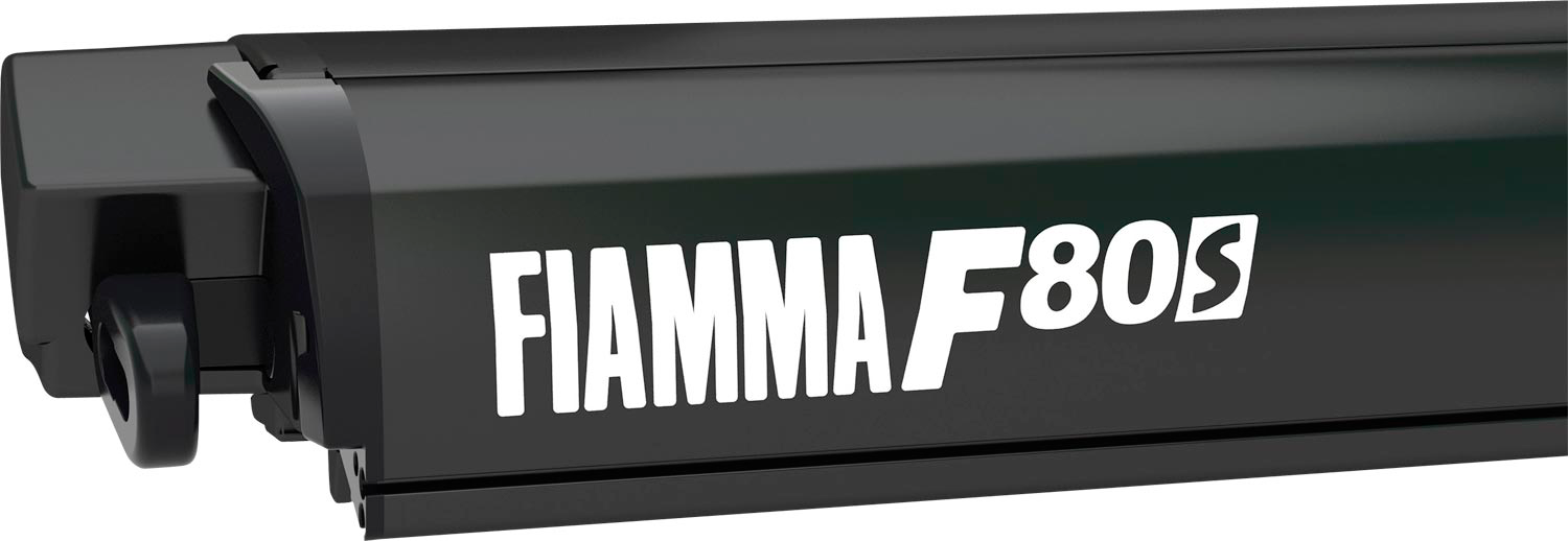 Fiamma F80s 370 Markise Gehäusefarbe Deep Black Tuchfarbe Royal Grey 370 cm